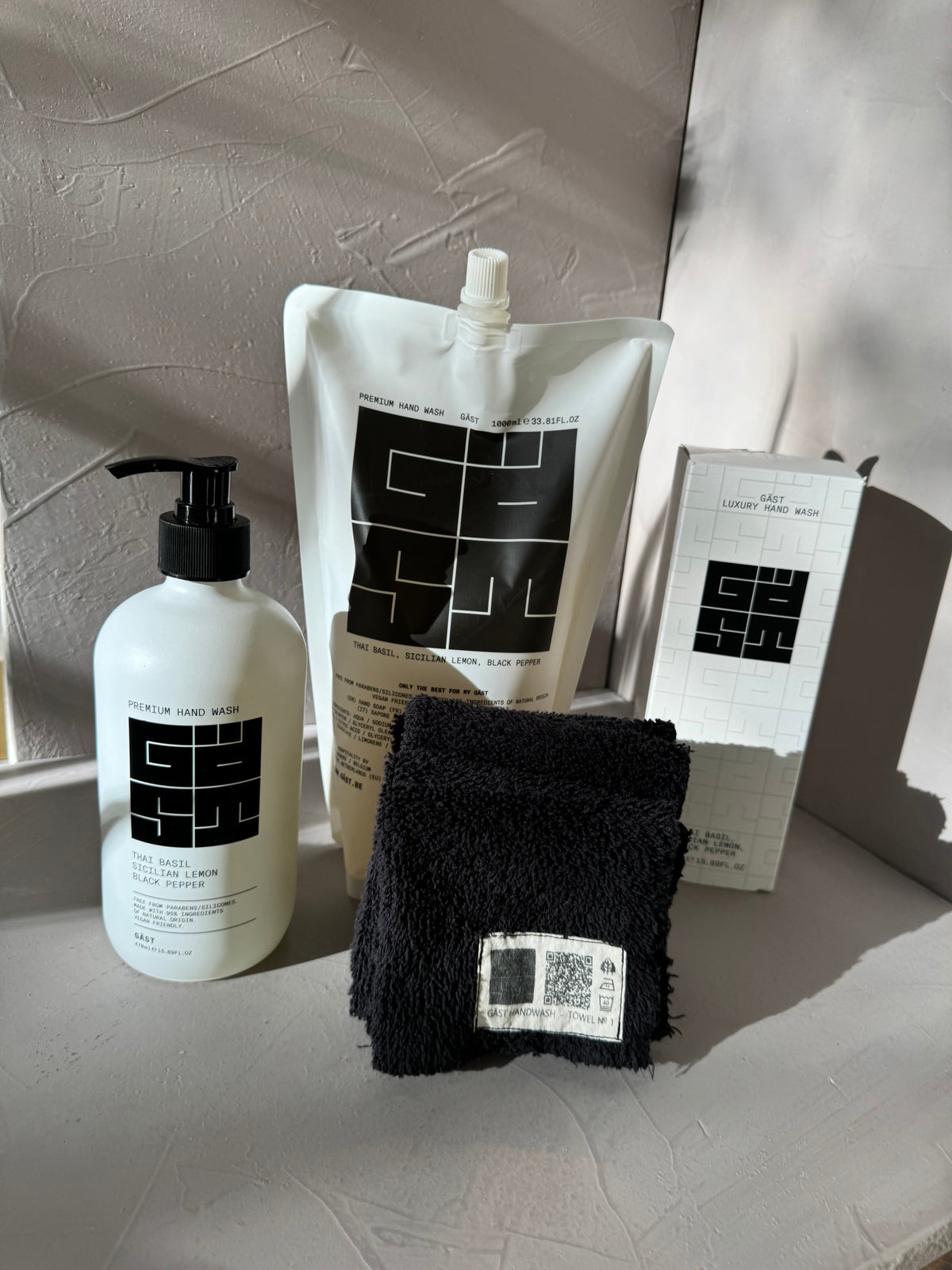 GÄST / GIFT / THAI BASIL 480ml (glass) + REFILL 1000ml + TOWEL No.1 (6 pieces)