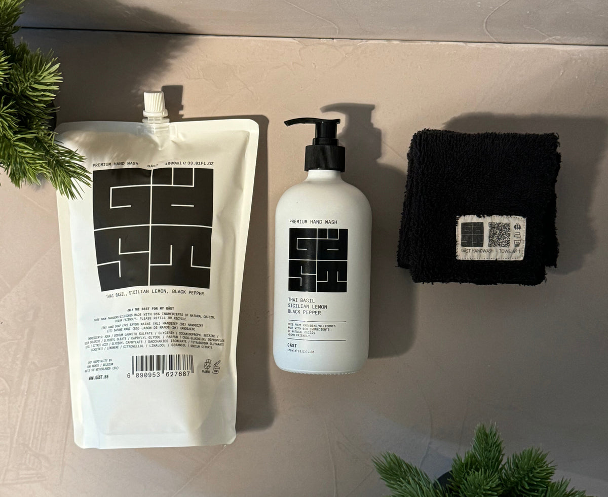 GÄST / GIFT / THAI BASIL 480ml (glass) + REFILL 1000ml + TOWEL No.1 (6 pieces)