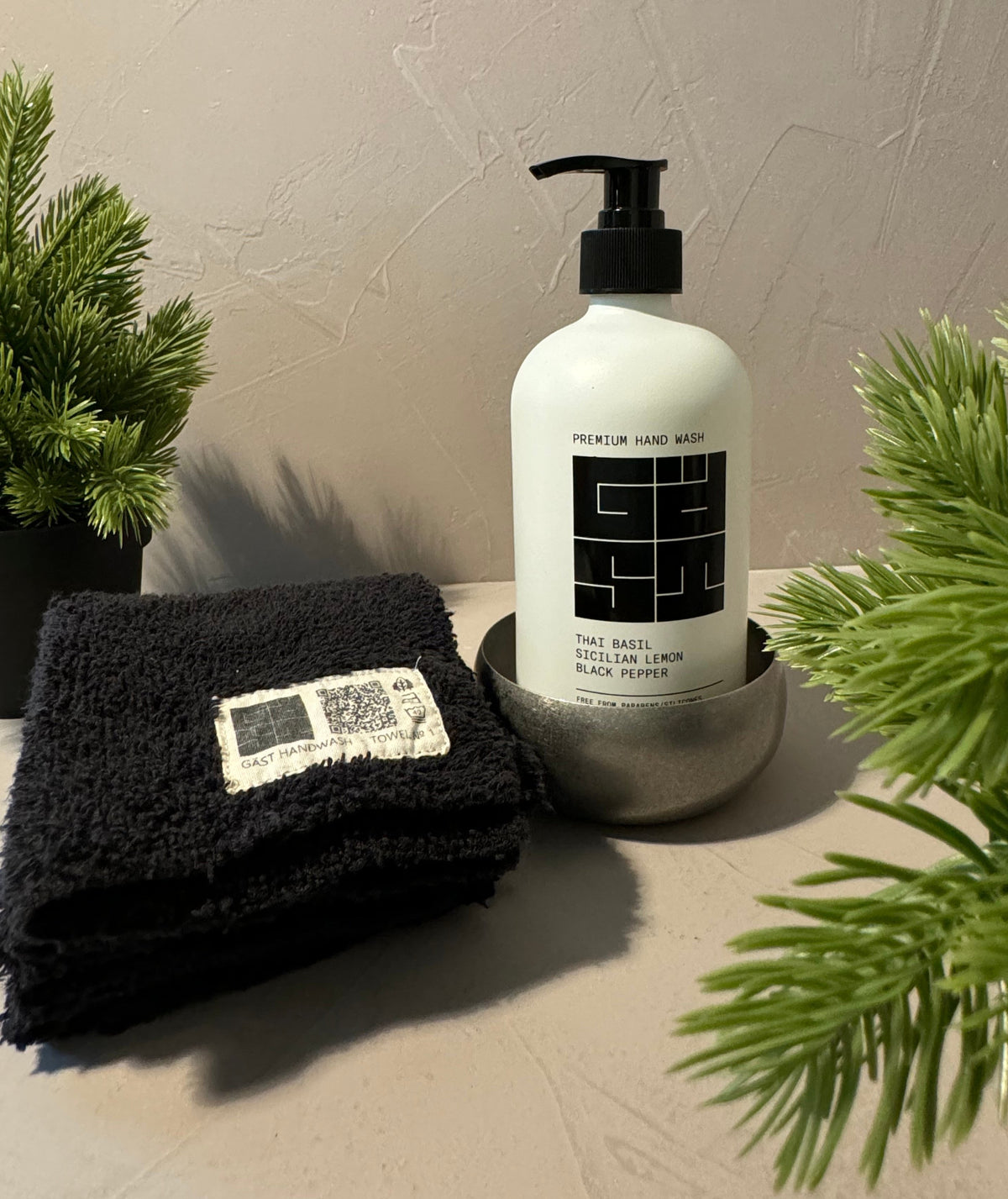 GÄST / GIFT / THAI BASIL 480ml (glass) + STONEWASHED BOWL + TOWEL No.1 (6 pieces)