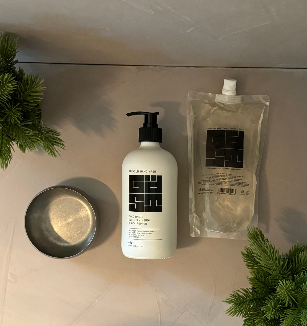 GÄST / GIFT / THAI BASIL 480ml (glass) + STONEWASHED BOWL + REFILL 500ml